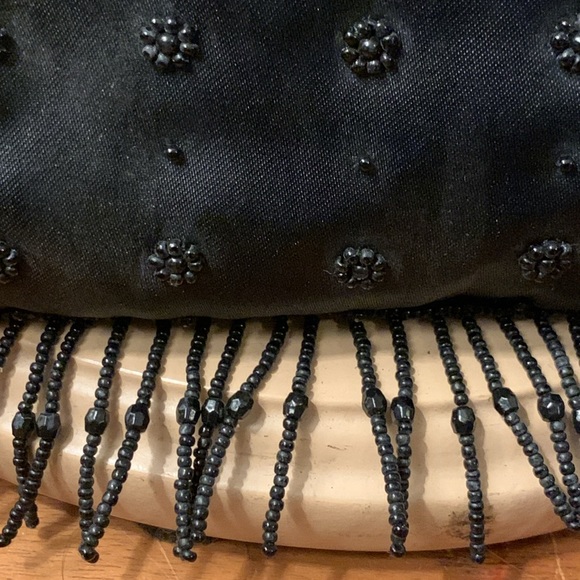 90’s BLACK SATIN MINI BAG PURSE EVENING BAG WITH BEADED DETAIL, and BEAD… - Picture 3 of 11